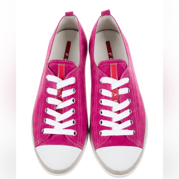 🩷Prada pink suede sneakers. Size 9.5🩷 - Picture 3 of 6